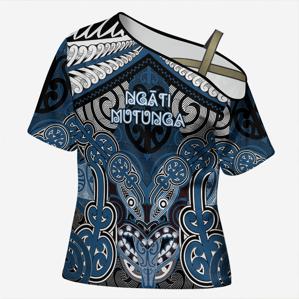 Aotearoa Iwi Ngati Mutunga Personalised Cross Shoulder Shirt Maori Kowhaiwhai Pattern