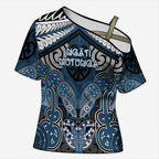 Aotearoa Iwi Ngati Mutunga Personalised Cross Shoulder Shirt Maori Kowhaiwhai Pattern