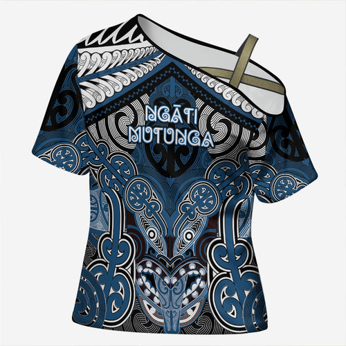 Aotearoa Iwi Ngati Mutunga Personalised Cross Shoulder Shirt Maori Kowhaiwhai Pattern