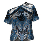 Aotearoa Iwi Ngati Mutunga Personalised Cross Shoulder Shirt Maori Kowhaiwhai Pattern