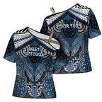 Aotearoa Iwi Ngati Mutunga Personalised Cross Shoulder Shirt Maori Kowhaiwhai Pattern