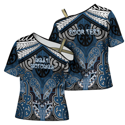 Aotearoa Iwi Ngati Mutunga Personalised Cross Shoulder Shirt Maori Kowhaiwhai Pattern