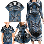 Aotearoa Iwi Ngati Mutunga Personalised Family Matching Long Sleeve Bodycon Dress and Hawaiian Shirt Maori Kowhaiwhai Pattern