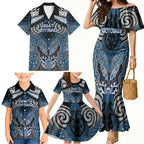 Aotearoa Iwi Ngati Mutunga Personalised Family Matching Mermaid Dress and Hawaiian Shirt Maori Kowhaiwhai Pattern