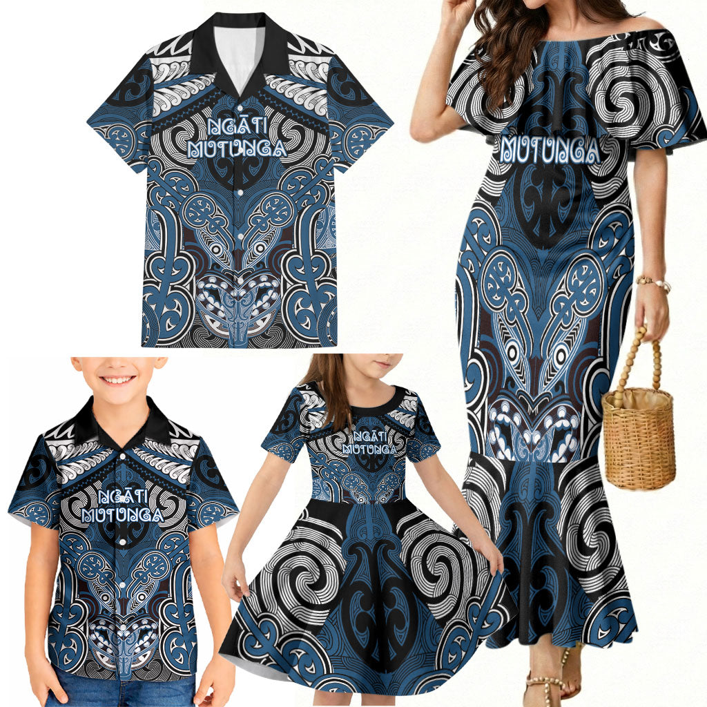 Aotearoa Iwi Ngati Mutunga Personalised Family Matching Mermaid Dress and Hawaiian Shirt Maori Kowhaiwhai Pattern