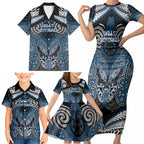 Aotearoa Iwi Ngati Mutunga Personalised Family Matching Short Sleeve Bodycon Dress and Hawaiian Shirt Maori Kowhaiwhai Pattern