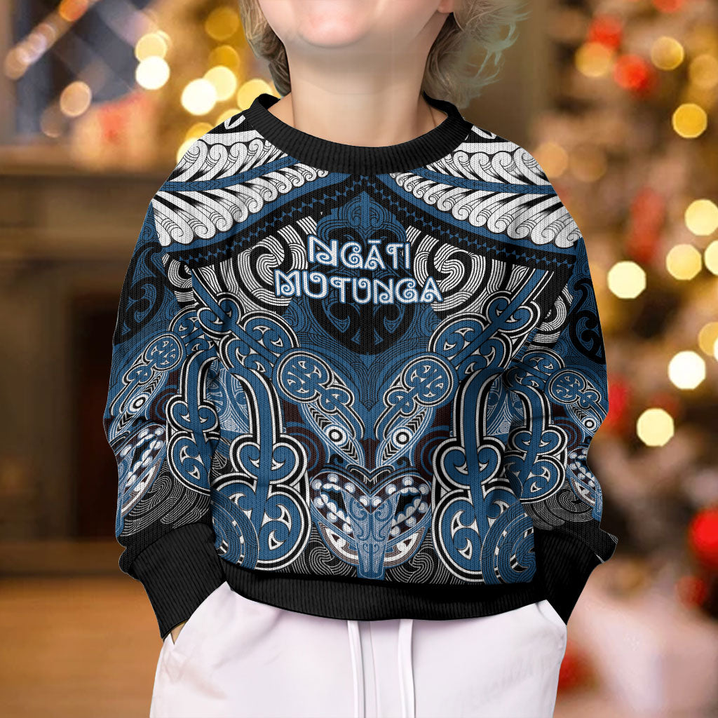 Aotearoa Iwi Ngati Mutunga Personalised Kid Ugly Christmas Sweater Maori Kowhaiwhai Pattern