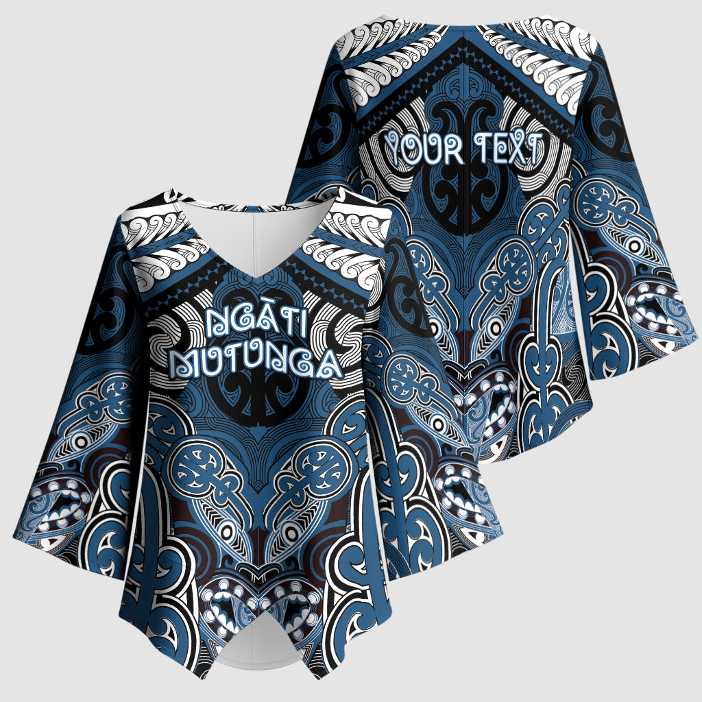 Aotearoa Iwi Ngati Mutunga Personalised Kimono Sleeve Blouse Maori Kowhaiwhai Pattern