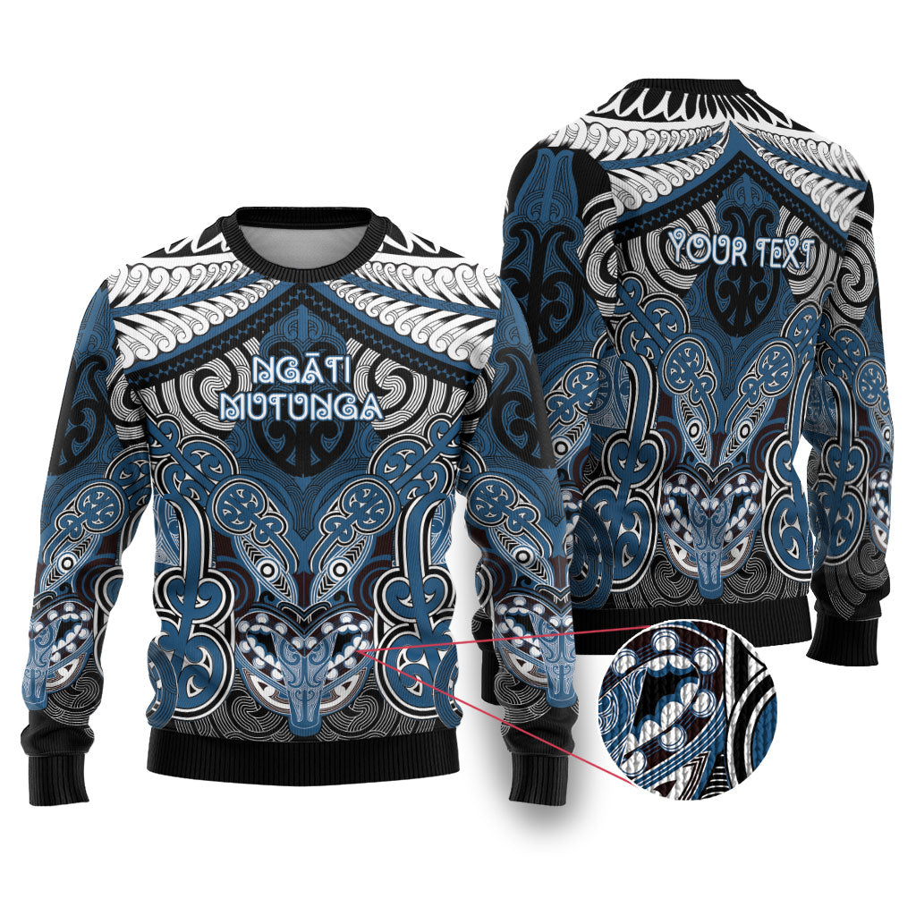 Aotearoa Iwi Ngati Mutunga Personalised Ugly Christmas Sweater Maori Kowhaiwhai Pattern