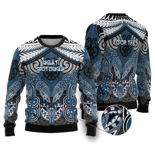 Aotearoa Iwi Ngati Mutunga Personalised Ugly Christmas Sweater Maori Kowhaiwhai Pattern