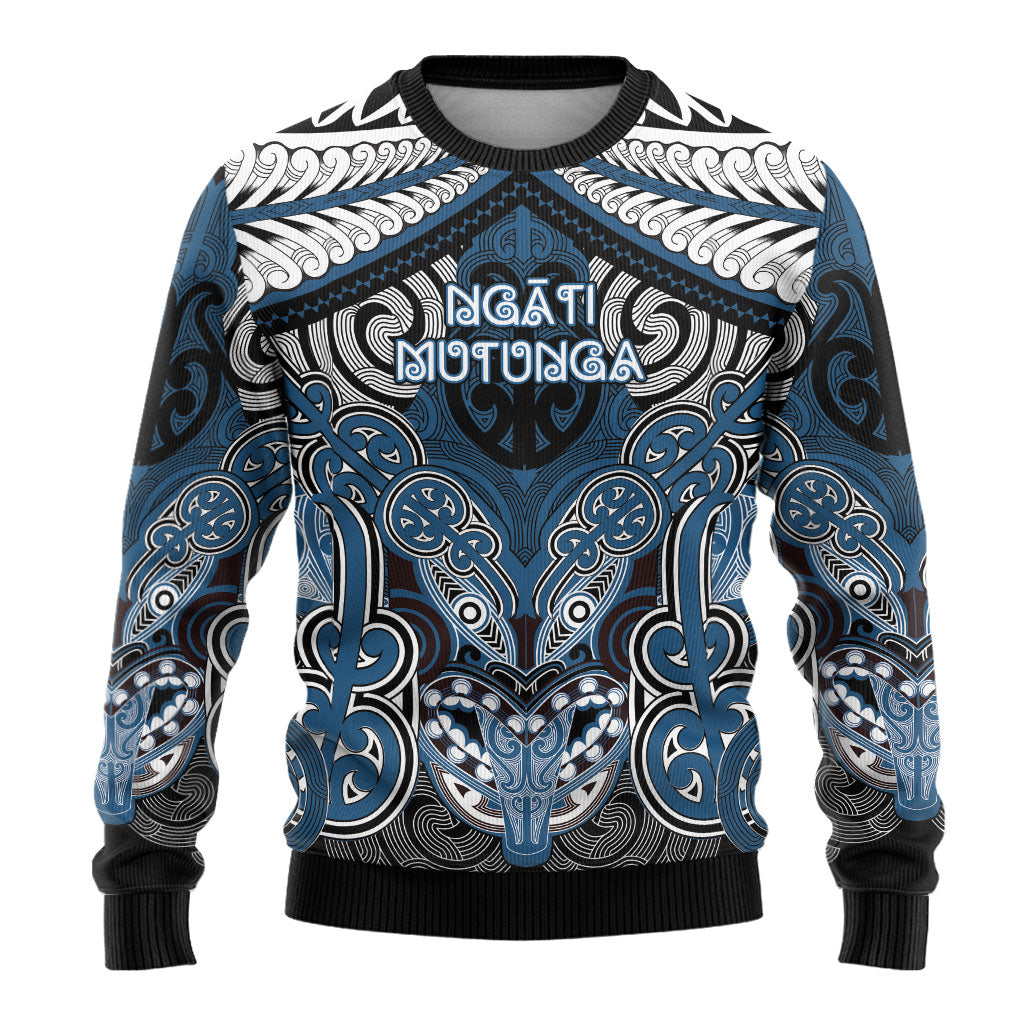 Aotearoa Iwi Ngati Mutunga Personalised Ugly Christmas Sweater Maori Kowhaiwhai Pattern
