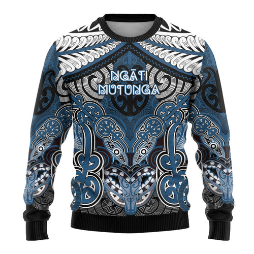 Aotearoa Iwi Ngati Mutunga Personalised Ugly Christmas Sweater Maori Kowhaiwhai Pattern