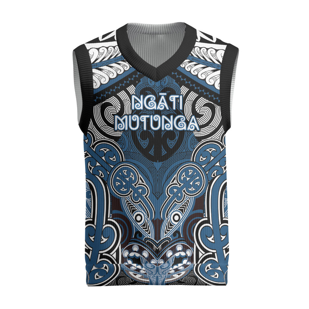 Aotearoa Iwi Ngati Mutunga Personalised Christmas Knitted V-Neck Vest Maori Kowhaiwhai Pattern
