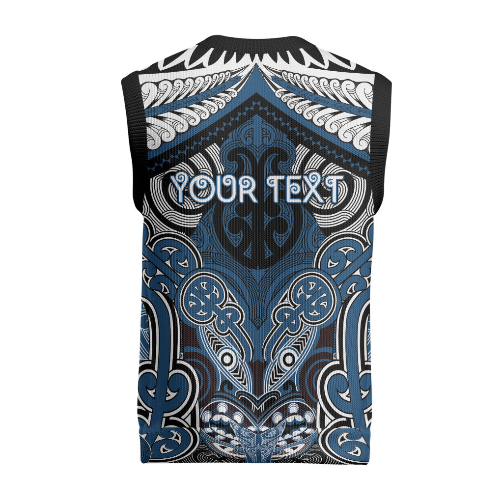 Aotearoa Iwi Ngati Mutunga Personalised Christmas Knitted V-Neck Vest Maori Kowhaiwhai Pattern