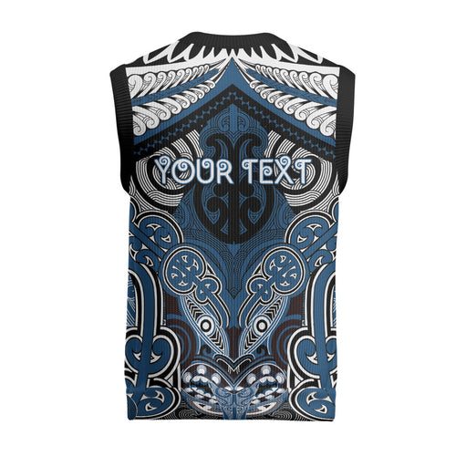 Aotearoa Iwi Ngati Mutunga Personalised Christmas Knitted V-Neck Vest Maori Kowhaiwhai Pattern