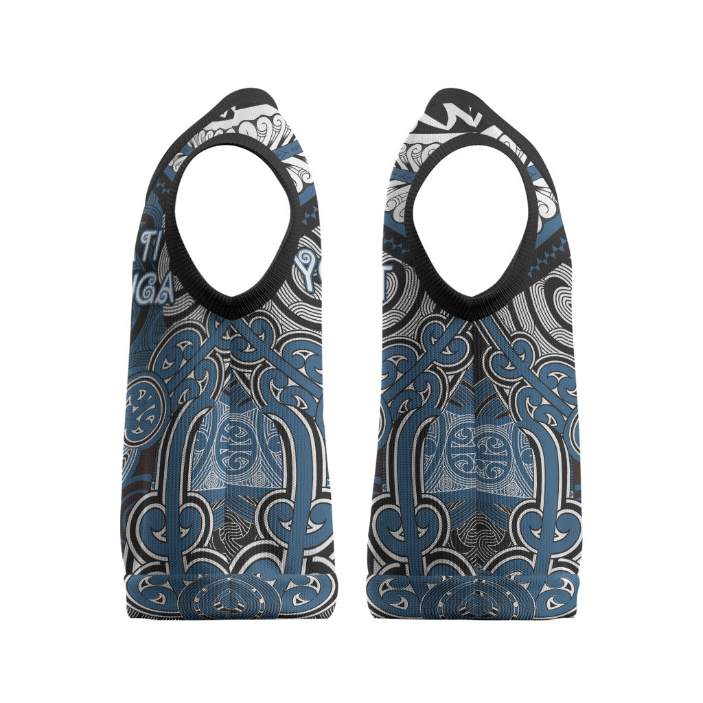 Aotearoa Iwi Ngati Mutunga Personalised Christmas Knitted V-Neck Vest Maori Kowhaiwhai Pattern