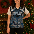 Aotearoa Iwi Ngati Mutunga Personalised Christmas Knitted V-Neck Vest Maori Kowhaiwhai Pattern