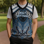Aotearoa Iwi Ngati Mutunga Personalised Christmas Knitted V-Neck Vest Maori Kowhaiwhai Pattern