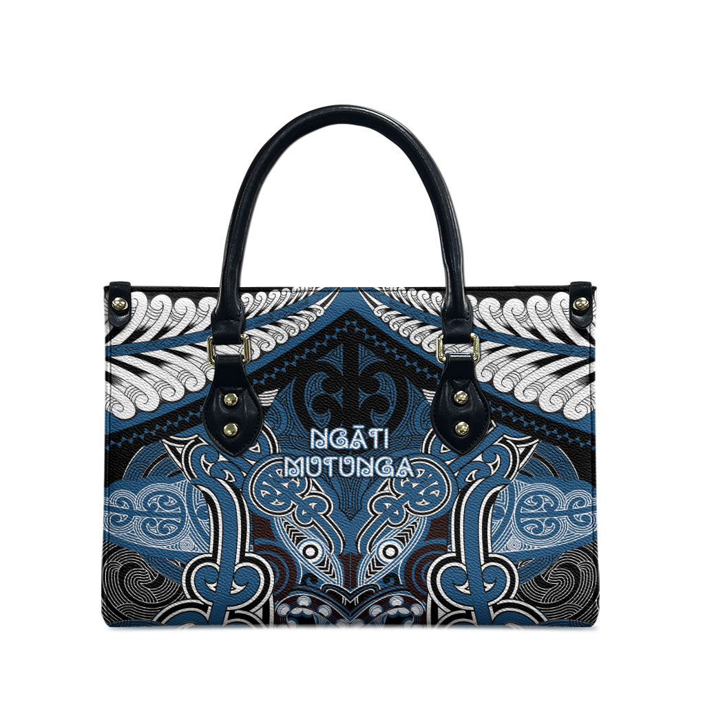 Aotearoa Iwi Ngati Mutunga Leather Bag Maori Kowhaiwhai Pattern