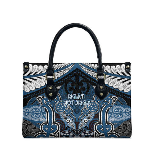 Aotearoa Iwi Ngati Mutunga Leather Bag Maori Kowhaiwhai Pattern