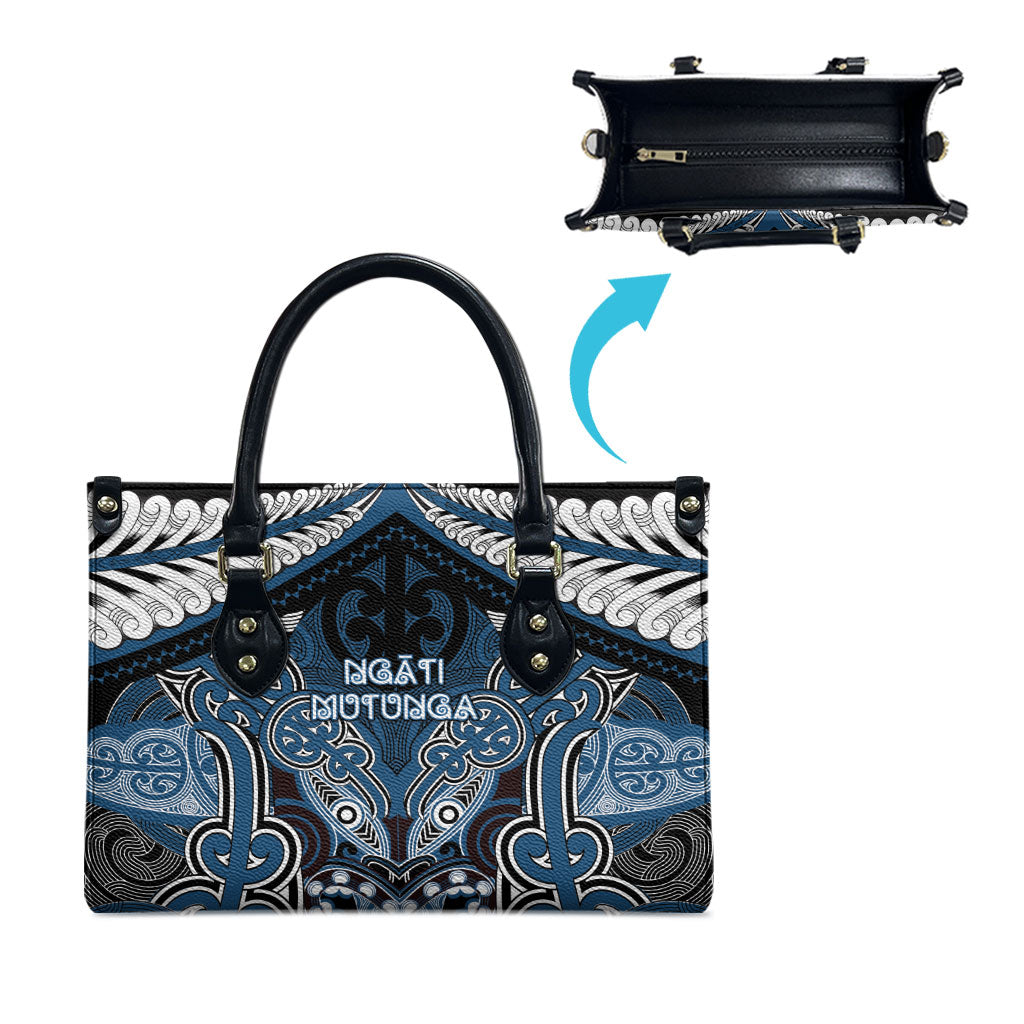 Aotearoa Iwi Ngati Mutunga Leather Bag Maori Kowhaiwhai Pattern