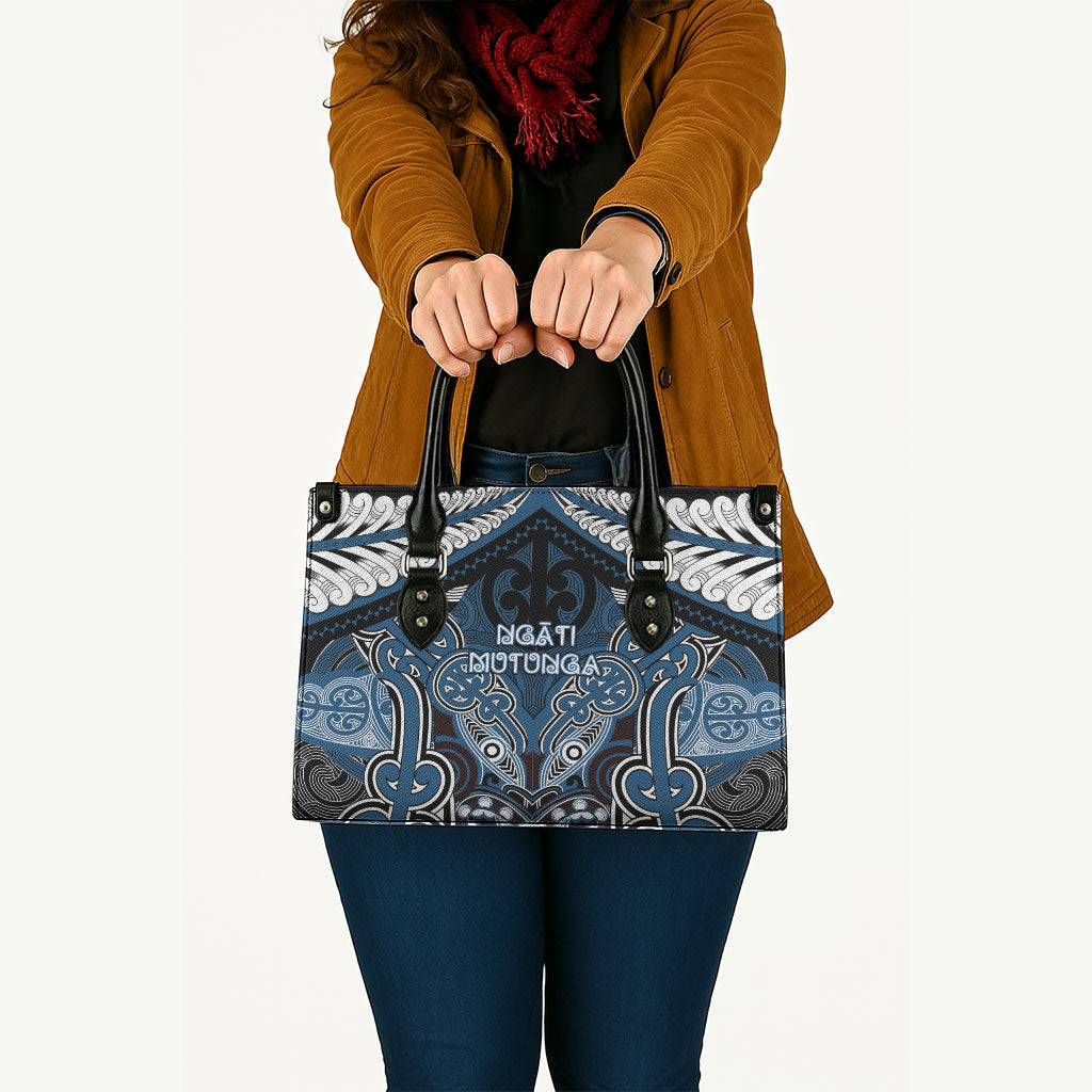 Aotearoa Iwi Ngati Mutunga Leather Bag Maori Kowhaiwhai Pattern
