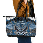Aotearoa Iwi Ngati Mutunga Leather Tote Bag Maori Kowhaiwhai Pattern