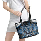 Aotearoa Iwi Ngati Mutunga Leather Tote Bag Maori Kowhaiwhai Pattern