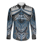 Aotearoa Iwi Ngati Mutunga Personalised Long Sleeve Button Shirt Maori Kowhaiwhai Pattern