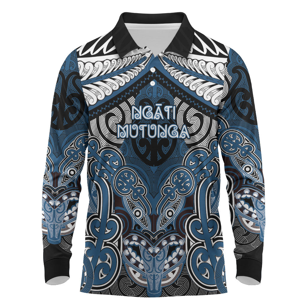 Aotearoa Iwi Ngati Mutunga Personalised Long Sleeve Polo Shirt Maori Kowhaiwhai Pattern