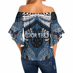 Aotearoa Iwi Ngati Mutunga Personalised Off Shoulder Wrap Waist Top Maori Kowhaiwhai Pattern