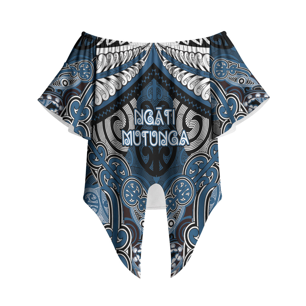 Aotearoa Iwi Ngati Mutunga Personalised Off Shoulder Wrap Waist Top Maori Kowhaiwhai Pattern