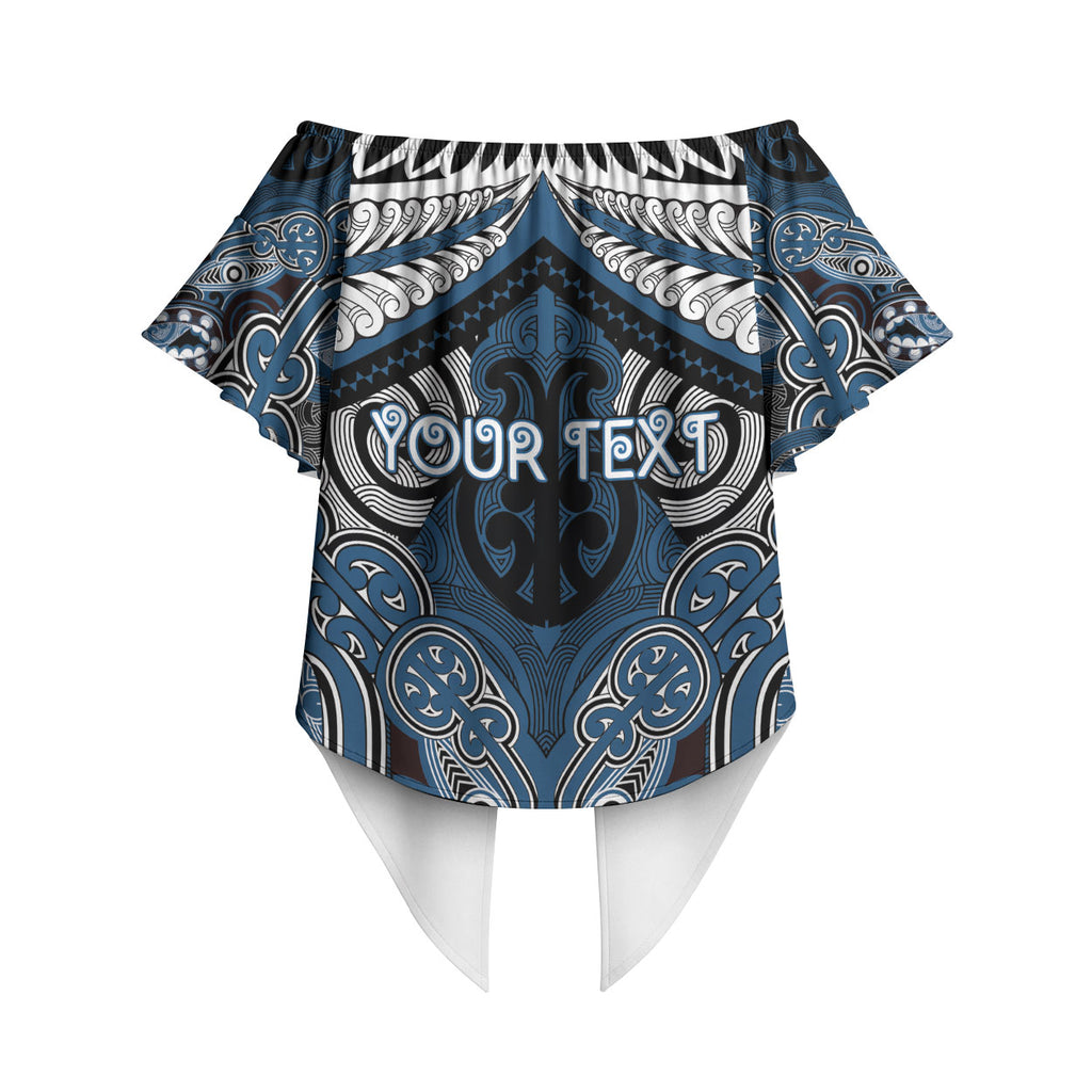 Aotearoa Iwi Ngati Mutunga Personalised Off Shoulder Wrap Waist Top Maori Kowhaiwhai Pattern