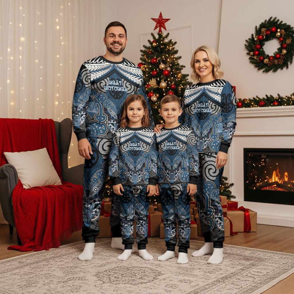 Aotearoa Iwi Ngati Mutunga Personalised Christmas Pajama Set Maori Kowhaiwhai Pattern