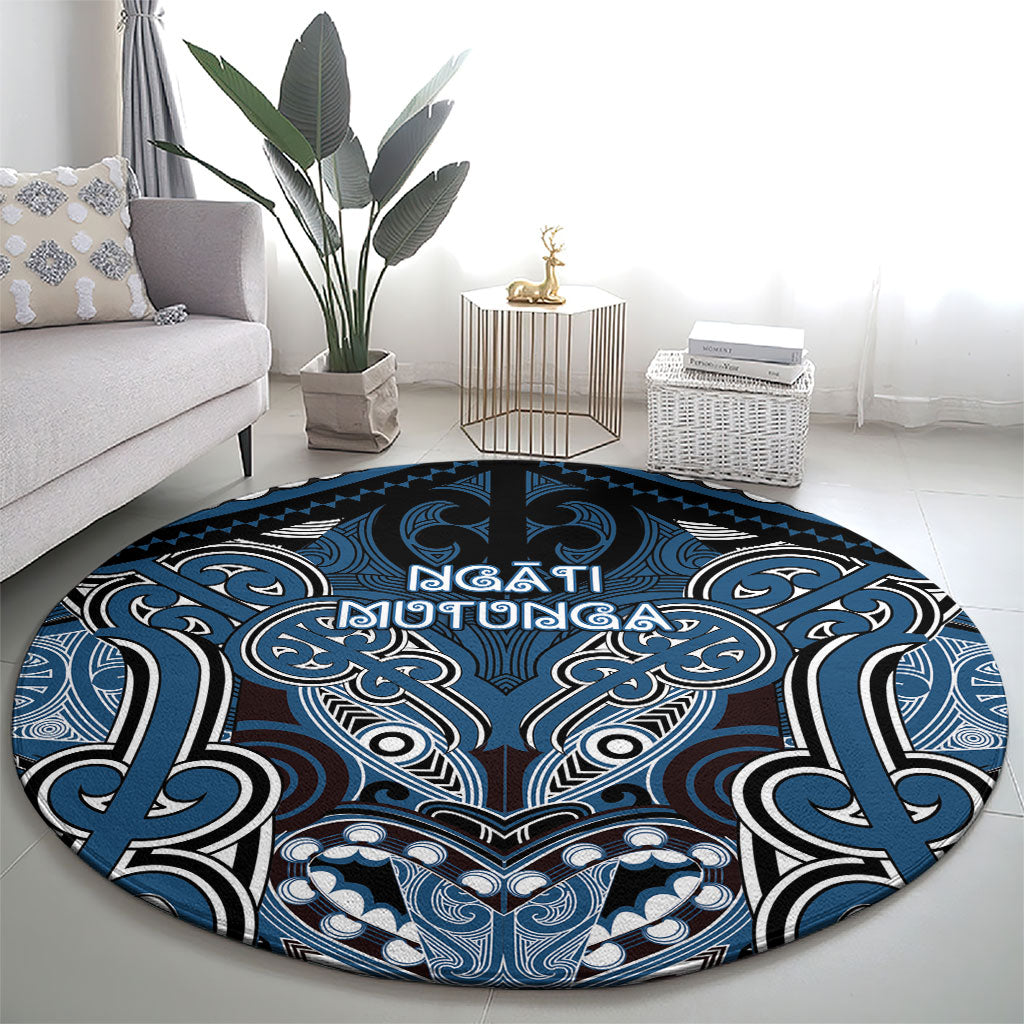 Aotearoa Iwi Ngati Mutunga Round Carpet Maori Kowhaiwhai Pattern
