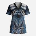 Aotearoa Iwi Ngati Mutunga Personalised Scrub Top Maori Kowhaiwhai Pattern