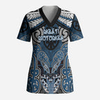 Aotearoa Iwi Ngati Mutunga Personalised Scrub Top Maori Kowhaiwhai Pattern