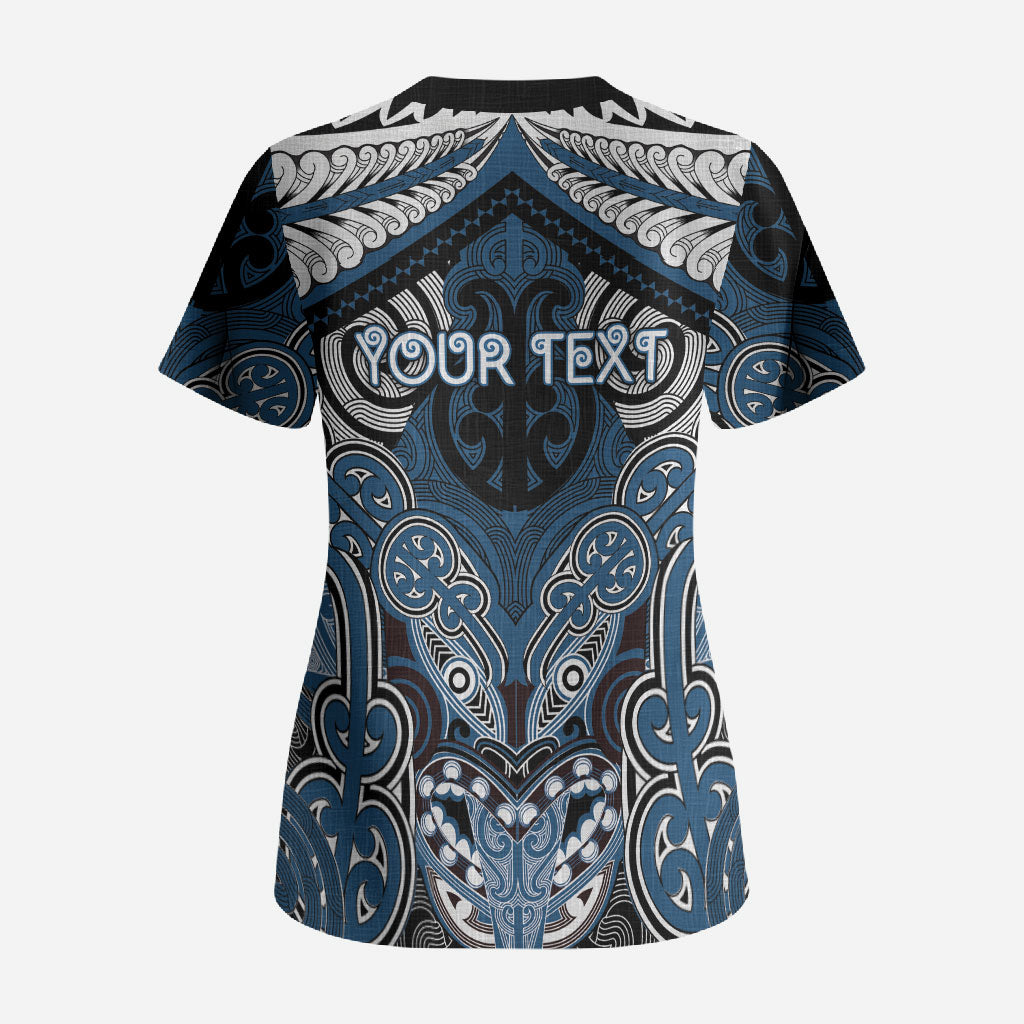 Aotearoa Iwi Ngati Mutunga Personalised Scrub Top Maori Kowhaiwhai Pattern