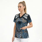 Aotearoa Iwi Ngati Mutunga Personalised Scrub Top Maori Kowhaiwhai Pattern