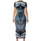 Aotearoa Iwi Ngati Mutunga Personalised Short Sleeve Bodycon Dress Maori Kowhaiwhai Pattern
