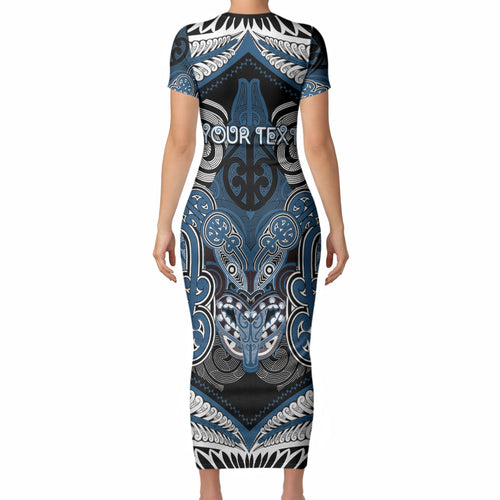 Aotearoa Iwi Ngati Mutunga Personalised Short Sleeve Bodycon Dress Maori Kowhaiwhai Pattern