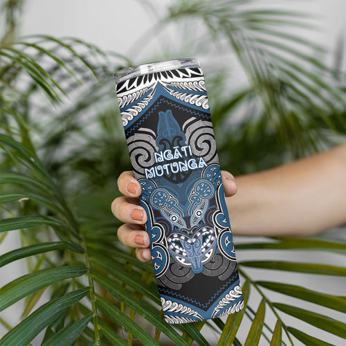 Aotearoa Iwi Ngati Mutunga Personalised Skinny Tumbler Maori Kowhaiwhai Pattern