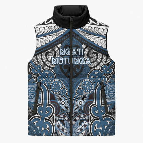 Aotearoa Iwi Ngati Mutunga Personalised Sleeveless Puffer Jacket Maori Kowhaiwhai Pattern