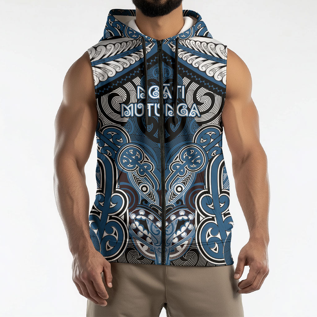 Aotearoa Iwi Ngati Mutunga Personalised Sleeveless Zip Hoodie Maori Kowhaiwhai Pattern