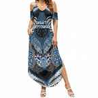 Aotearoa Iwi Ngati Mutunga Personalised Summer Maxi Dress Maori Kowhaiwhai Pattern