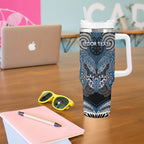 Aotearoa Iwi Ngati Mutunga Personalised Tumbler With Handle Maori Kowhaiwhai Pattern