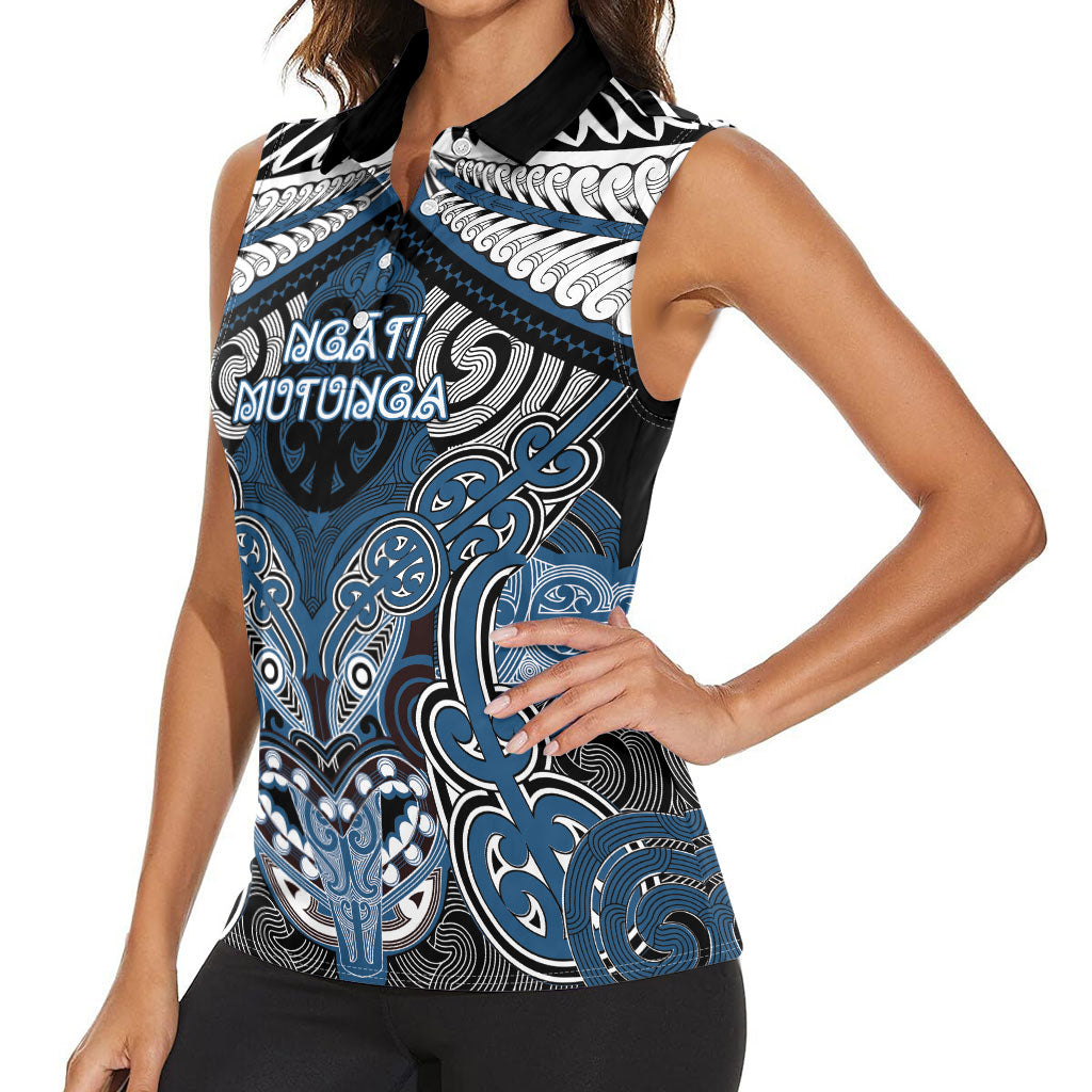 Aotearoa Iwi Ngati Mutunga Personalised Women Sleeveless Polo Shirt Maori Kowhaiwhai Pattern