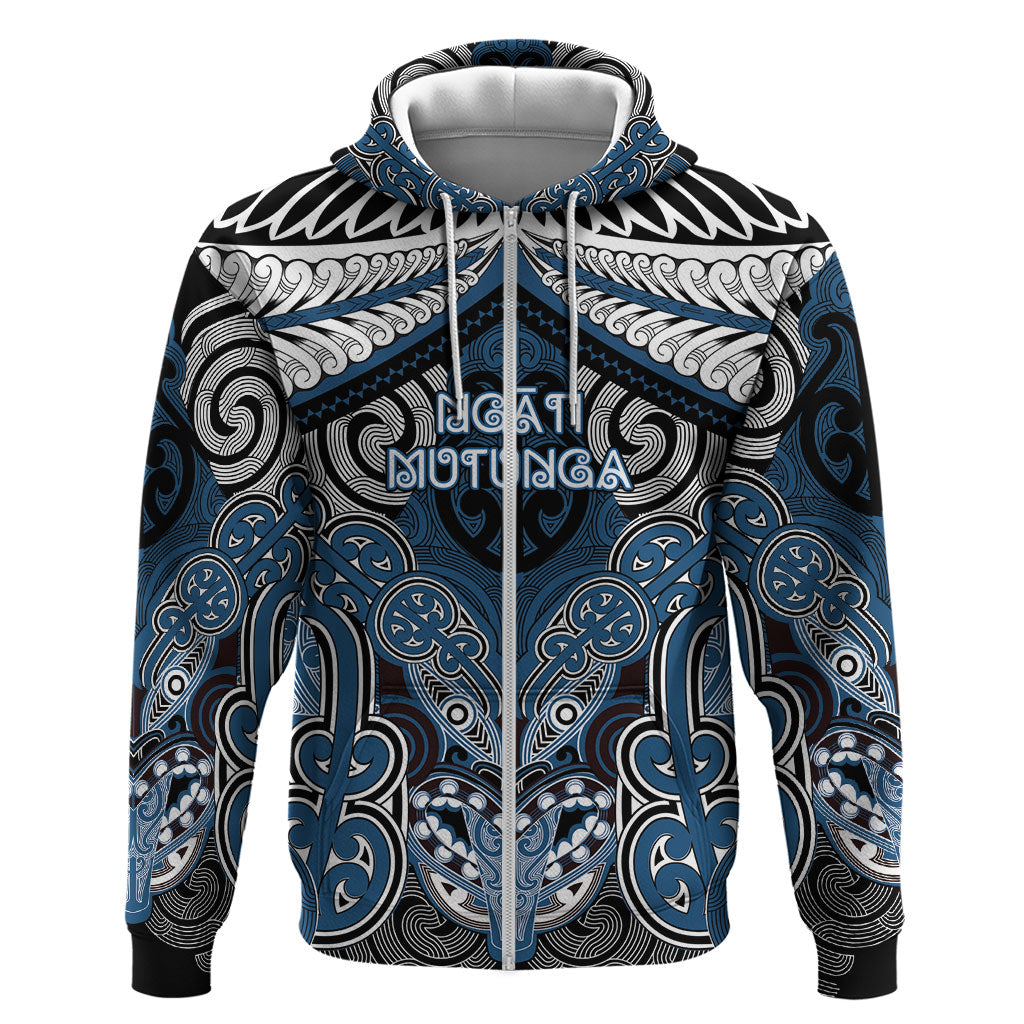 Aotearoa Iwi Ngati Mutunga Personalised Zip Hoodie Maori Kowhaiwhai Pattern
