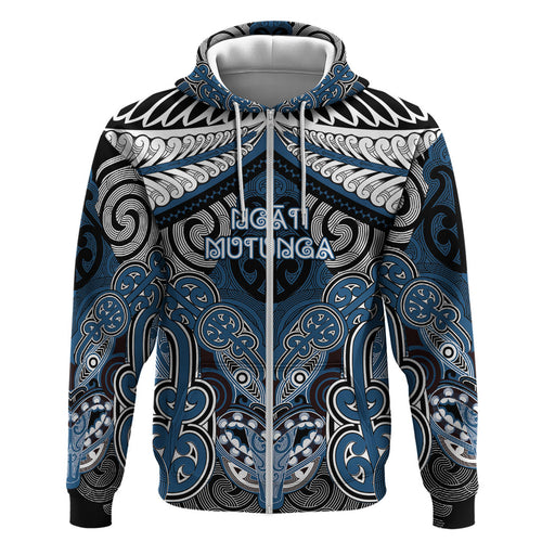 Aotearoa Iwi Ngati Mutunga Personalised Zip Hoodie Maori Kowhaiwhai Pattern