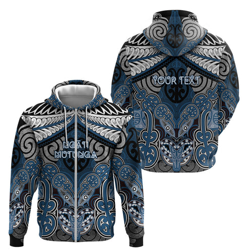 Aotearoa Iwi Ngati Mutunga Personalised Zip Hoodie Maori Kowhaiwhai Pattern